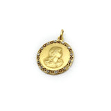 18K Gold Art Nouveau Round Medallion with Maiden Profile Pendant Kirsten's Corner