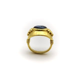 22K Gold Ring with Ancient Greek Mother and Cub Lion Intaglio Ring Kirsten's Corner
