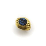 22K Gold Ring with Ancient Greek Mother and Cub Lion Intaglio Ring Kirsten's Corner