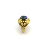 22K Gold Ring with Ancient Greek Mother and Cub Lion Intaglio Ring Kirsten's Corner