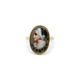 9K Gold Early Victorian English Enamel Portrait Ring Ring Kirsten's Corner Jewelry