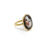 9K Gold Early Victorian English Enamel Portrait Ring Ring Kirsten's Corner Jewelry