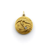 18K Gold Eagle Locket with Ocean Landscape locket Kirsten's Corner