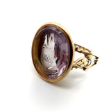 Victorian Amethyst Intaglio 14K Gold Signet Ring Ring Kirsten's Corner