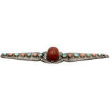Egyptian Revival Turquoise & Coral, Scarab Silver Bracelet Bracelet Kirsten's Corner Jewelry