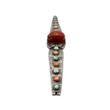 Egyptian Revival Turquoise & Coral, Scarab Silver Bracelet Bracelet Kirsten's Corner Jewelry