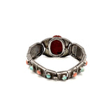 Egyptian Revival Turquoise & Coral, Scarab Silver Bracelet Bracelet Kirsten's Corner Jewelry