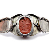 Egyptian Revival Turquoise & Coral, Scarab Silver Bracelet Bracelet Kirsten's Corner Jewelry