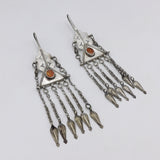 Hand-crafted Tribal 800 Silver & Carnelian Uzbekistan Earrings Earrings Kirsten's Corner Jewelry