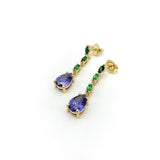 14K Gold Tanzanite and Tsavorite Garnet Drop Earrings Kirsten's Corner