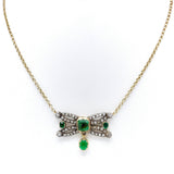 Georgian Component Diamond and Emerald 14K Gold and Silver Necklace Necklace Kirsten's Corner