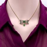Georgian Component Diamond and Emerald 14K Gold and Silver Necklace Necklace Kirsten's Corner