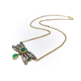 Georgian Component Diamond and Emerald 14K Gold and Silver Necklace Necklace Kirsten's Corner