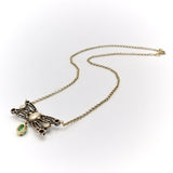 Georgian Component Diamond and Emerald 14K Gold and Silver Necklace Necklace Kirsten's Corner