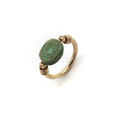 Egyptian Revival Green Scarab 12K Gold Swivel Ring Ring Kirsten's Corner Jewelry