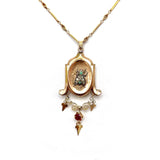 12K Gold Victorian Fly Locket with Turquoise, Pearl and Ruby pendant Kirsten's Corner
