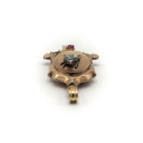 12K Gold Victorian Fly Locket with Turquoise, Pearl and Ruby pendant Kirsten's Corner