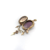 12K Gold Victorian Fly Locket with Turquoise, Pearl and Ruby pendant Kirsten's Corner