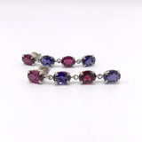 Contemporary 14K White Gold, Rhodolite Garnet and Tanzanite Earrings earrings Kirsten's Corner Jewelry