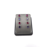 Contemporary 14K White Gold, Rhodolite Garnet and Tanzanite Earrings earrings Kirsten's Corner Jewelry