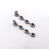 Contemporary 14K White Gold, Rhodolite Garnet and Tanzanite Earrings earrings Kirsten's Corner Jewelry