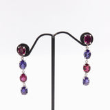 Contemporary 14K White Gold, Rhodolite Garnet and Tanzanite Earrings earrings Kirsten's Corner Jewelry