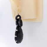 Victorian Era Carved Whitby Jet & 14K Gold Tear Drop Earrings Earrings Kirsten's Corner Jewelry