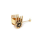 14K Gold Vintage European Cart Charm with Black Enamel Charm Kirsten's Corner Jewelry