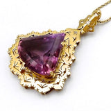 Mid-Century Modernist 15K Gold Amethyst Pendant Pendant Kirsten's Corner Jewelry