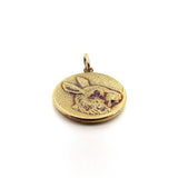 14K Gold & Ruby Victorian Era Signature Rabbit Pendant-Charm Pendant, Charm Kirsten's Corner Jewelry