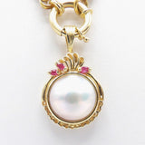 14K Gold, Ruby, and Mabé Pearl Pendant Enhancer Pendant Kirsten's Corner Jewelry