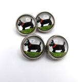 Scottish Terrier Sterling Silver Reverse Hand-Painted Essex Crystal CuffLinks Cufflinks Kirsten's Corner Jewelry