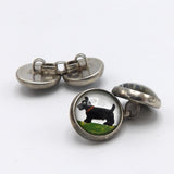 Scottish Terrier Sterling Silver Reverse Hand-Painted Essex Crystal CuffLinks Cufflinks Kirsten's Corner Jewelry