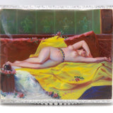 Hand Painted Enamel Silver Odalisque Erotica Cigarette Case Case Kirsten's Corner Jewelry
