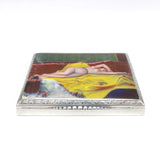 Hand Painted Enamel Silver Odalisque Erotica Cigarette Case Case Kirsten's Corner Jewelry