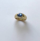 Vintage 18K Gold Handmade Gypsy Ring with Ceylon Sapphire