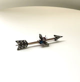 Victorian 10K Gold Diamond Ruby and Sapphire Fly and Arrow Brooch