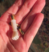 Vintage Carved Opal Figa Pendant with 14K Gold Cap