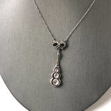 14K Gold Rose Cut Diamond Drop Necklace