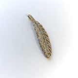 Vintage 18K Gold Feather Pendant with Pave Diamonds