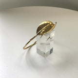 14K Gold Retro Leaf Bangle Bracelet
