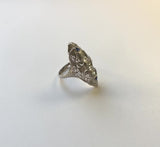 Art Deco 18K White Gold Diamond and Sapphire Ring