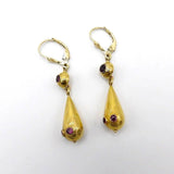 Etruscan Revival 14kt and 18kt Gold Earrings with Amethysts, circa 1880 Earrings Kirsten's Corner Jewelry