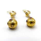 Etruscan Revival 14kt and 18kt Gold Earrings with Amethysts, circa 1880 Earrings Kirsten's Corner Jewelry