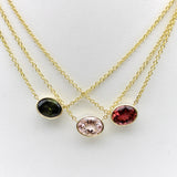 14K Gold Signature Bezel Set Dark Green Tourmaline Necklace Necklace Kirsten's Corner