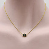 14K Gold Signature Bezel Set Dark Green Tourmaline Necklace Necklace Kirsten's Corner