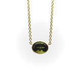 14K Gold Signature Bezel Set Dark Green Tourmaline Necklace Necklace Kirsten's Corner