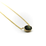 14K Gold Signature Bezel Set Dark Green Tourmaline Necklace Necklace Kirsten's Corner