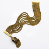 14K Gold Victorian Etruscan Revival Multi-Strand Bracelet with Tassel Bracelet Kirsten's Corner