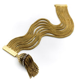 14K Gold Victorian Etruscan Revival Multi-Strand Bracelet with Tassel Bracelet Kirsten's Corner